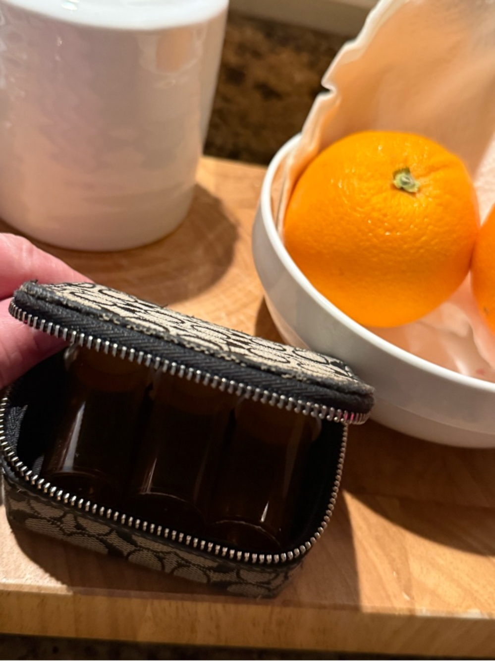 Coach khaki and brown signature C triple bottle pill case. - Picture 6 of 7